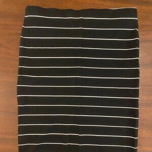 Catherine Malandrino Medium Black and White Striped Pencil Skirt